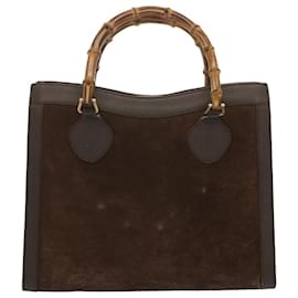 Gucci-GUCCI Bamboo Tote Bag Suede Brown 002 1186 0260 Auth ep3687-Brown