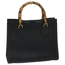 Gucci-GUCCI Bamboo Tote Bag Leather Black Auth ep3669-Black