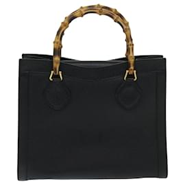 Gucci-GUCCI Bamboo Tote Bag Leather Black Auth ep3669-Black