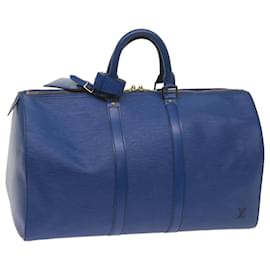 Louis Vuitton-Louis Vuitton Epi Keepall 45 Boston Bag Blue M42975 LV Auth ar11503-Blue