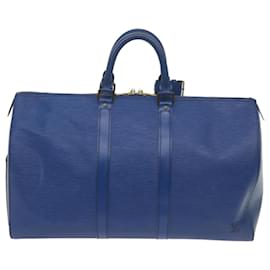 Louis Vuitton-Louis Vuitton Epi Keepall 45 Boston Bag Blue M42975 LV Auth ar11503-Azul