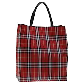 Burberry-BURBERRY Nova Check Hand Bag Nylon Red Auth bs12551-Red