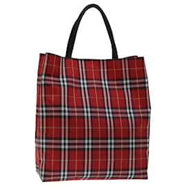 Burberry-BURBERRY Nova Check Handtasche Nylon Rot Auth bs12551-Rot