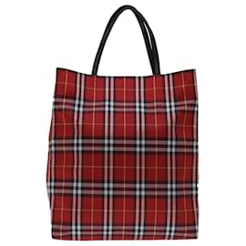 Burberry-BURBERRY Nova Check Hand Bag Nylon Red Auth bs12551-Red