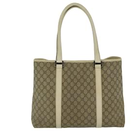 Gucci-GUCCI GG Supreme Tote Bag PVC Beige 114288 Auth am5953-Beige