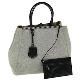Fendi-FENDI Hand Bag Wool Gray Auth bs11233-Grey