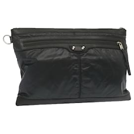 Balenciaga-BALENCIAGA Clutch Bag Leather Nylon Black 273023 Auth bs11228-Black