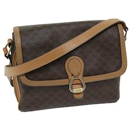 Céline-CELINE Macadam Canvas Shoulder Bag PVC Leather Brown Auth yk11104-Brown