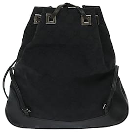 Gucci-GUCCI GG Canvas Backpack Black Auth ac2829-Black