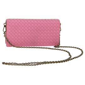 Autre Marque-BOTTEGAVENETA INTRECCIATO Chain Shoulder Bag Leather Pink Auth 69077-Pink