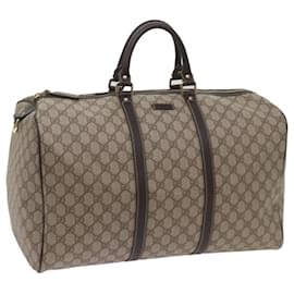 Gucci-GUCCI GG Supreme Boston Bag PVC Beige 206501 Auth ki4264-Beige