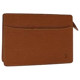 Louis Vuitton-LOUIS VUITTON Epi Pochette Homme Clutch Bag Brown Zipang gold M52528 Auth ep3680-Brown,Other