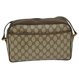 Gucci-GUCCI GG Supreme Web Sherry Line Shoulder Bag PVC Beige Red Green Auth bs12628-Red,Beige,Green