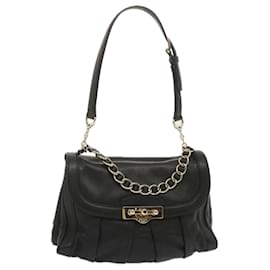 Bally-BALLY Chain Hand Bag Leather Black Auth yk11212-Black