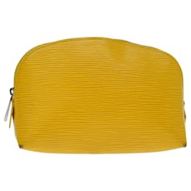 Louis Vuitton-LOUIS VUITTON Epi Pochette Cosmetic Pouch Yellow Citron M41079 LV Auth 68708-Other,Yellow