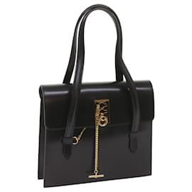 Céline-CELINE Hand Bag Leather Black Auth 68513-Black