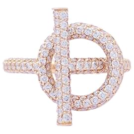 Hermès-Hermès ring “Echappée Hermès” pink gold, diamants.-Other