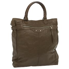 Balenciaga-BALENCIAGA Hexagon Hand Bag Leather Brown Auth ki4168-Brown
