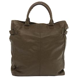 Balenciaga-BALENCIAGA Hexagon Hand Bag Leather Brown Auth ki4168-Brown