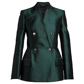 Givenchy-Blazer de lana y seda en forma de reloj de arena en verde botella Givenchy SS20.-Verde oscuro