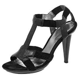 Bottega Veneta-Caiman and Velvet high heeled sandals-Black