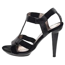 Bottega Veneta-Caiman and Velvet high heeled sandals-Black