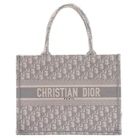 Dior-Book Tote Medium Embroidery Canvas Bag Dior Oblique Grey-Grey
