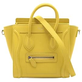 Céline-Luggage Nano Drummed calf leather Leather 2-Ways Tote Bag Yellow-Yellow