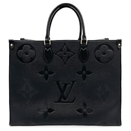 Louis Vuitton-Bolso Shopper Onthego GM Empreinte de Piel Negro-Negro