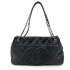 Chanel-Tote Shoulder Bag Matelassè Caviar Leather Black-Black