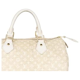 Louis Vuitton-Louis Vuitton Denim Monogram Mini Lin Speedy 30 handbag-Beige