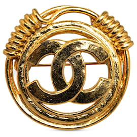 Chanel-Chanel Gold CC Brosche-Golden