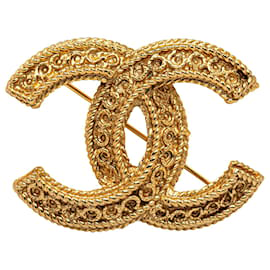 Chanel-Broche Chanel Gold CC-Dourado