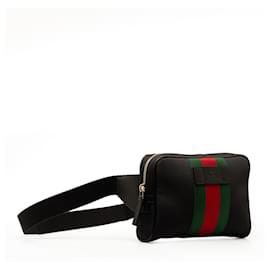 Gucci-Gucci Black Canvas Techno Web Belt Bag-Black