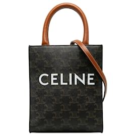 Céline-Celine Brown Mini Triomphe Vertical Cabas-Braun