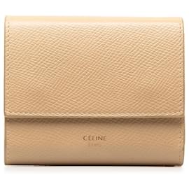 Céline-Dreifach gefaltete Geldbörse aus braunem Leder von Celine-Braun,Beige