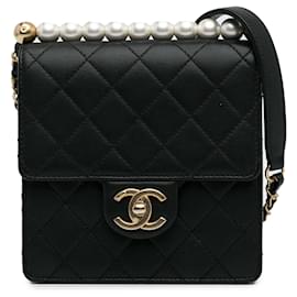 Chanel-Solapa de perlas pequeñas y elegantes negras Chanel-Negro