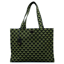 Prada Green Large Triangolo Jacquard Symbole Tote Other