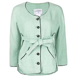 Chanel-Vogue Cover Turquoise Tweed Jacket with Belt-Turquoise
