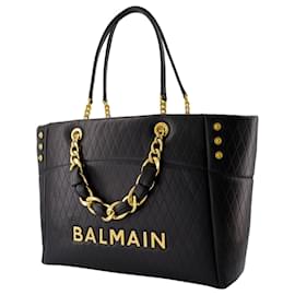 Balmain-1945 Shoulder Bag - Balmain - Leather - Black-Black