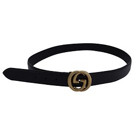 Gucci Interlocking GG Marmont Belt in Black Leather Black