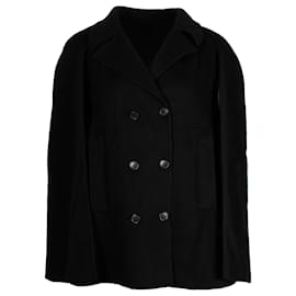 Theory-Theory Double-Breasted Cape Coat in Black Wool-Black