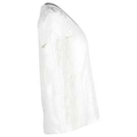 Maje-Camiseta con cuello en V y adornos de algodón blanco Maje Tellor-Blanco