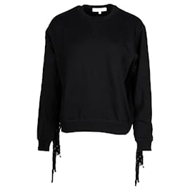 Alexander Mcqueen-McQ Alexander McQueen Fringed Sweatshirt aus schwarzer Baumwolle-Schwarz