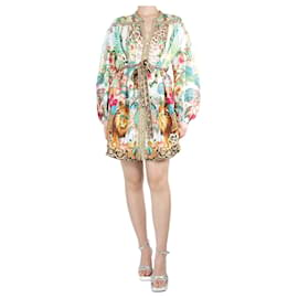 Camilla-Multi floral-printed belted embellished dress - size M-Multiple colors