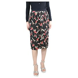 Isabel Marant-Black floral-printed midi skirt - size UK 8-Black