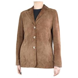 Autre Marque-Brown suede leather jacket - size UK 12-Brown