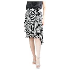 Isabel Marant Etoile-Falda midi asimétrica con estampado de cebra negra - talla UK 10-Negro