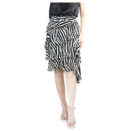 Isabel Marant Etoile Schwarzer, asymmetrischer Midirock mit Zebramuster – Größe UK 10 Schwarz