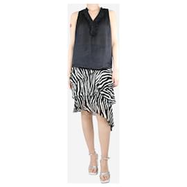 Isabel Marant Etoile-Black zebra printed asymmetric midi skirt - size UK 10-Black